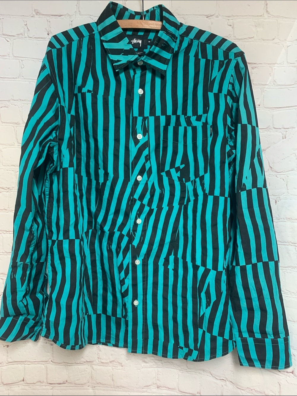 Stussy Wave Striped Retro Shirt Size M